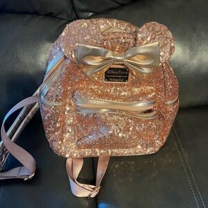 Loungefly Gold Sequin Backpack with Bow